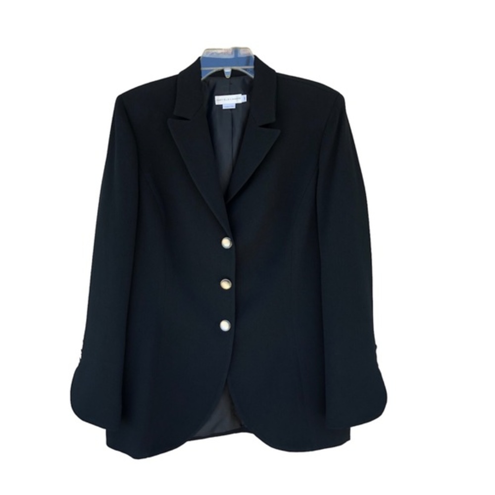 Garfield‎ & Marks Made in New York Black Ribbed Carolyn Lined Blazer Jacket 12